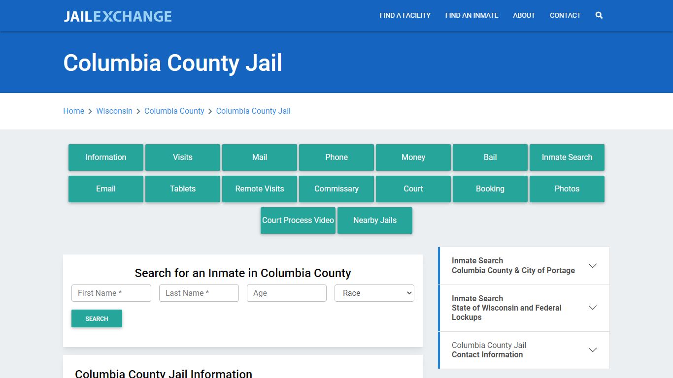 Columbia County Jail Roster Lookup, WI, Inmate Search